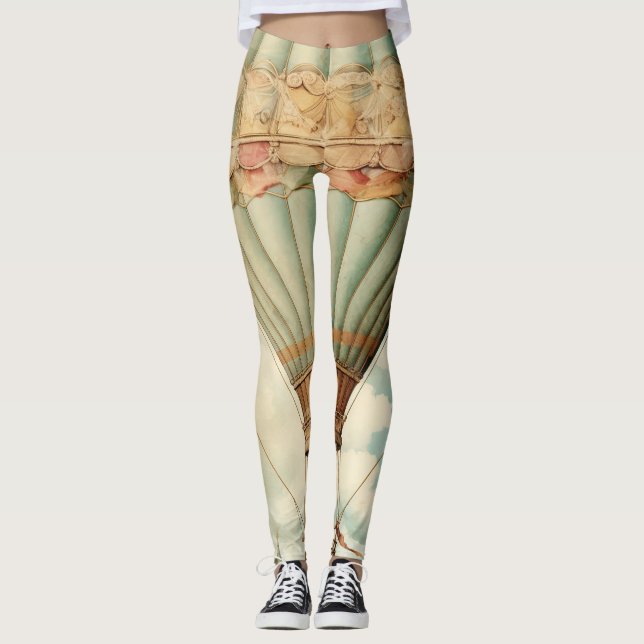 Leggings Ballon à air chaud vintage Steampunk Blue (Devant)