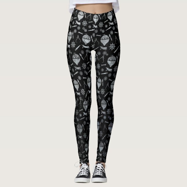 Leggings Ballons à air chaud Steampunk Argent Zinc (Devant)