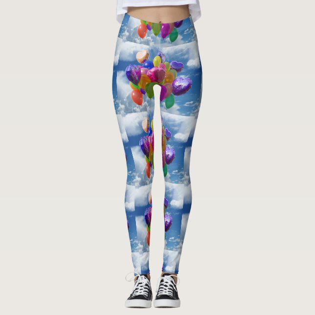 Leggings Ballons arc-en-ciel dans les nuages (Devant)