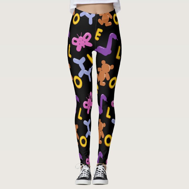 Leggings Ballons d'animaux mignons et lettres d'amour (Devant)