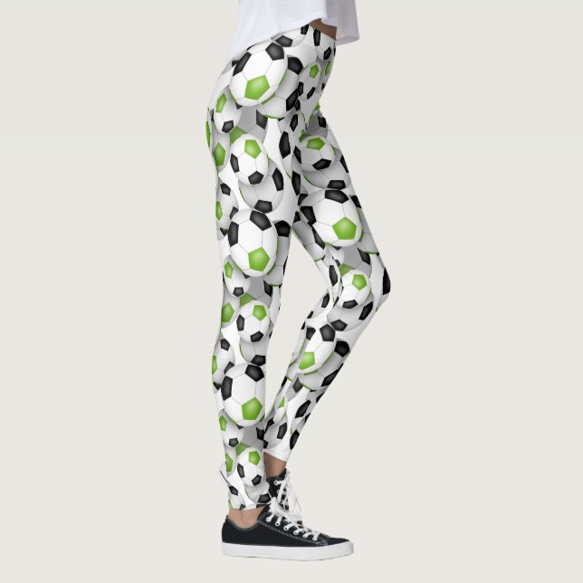 Leggings ballons de soccer avec couleurs d'équipe vert noir (Droite)