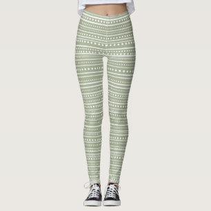 Leggings Bamanko en tache de boudcloth Motif Sage Green