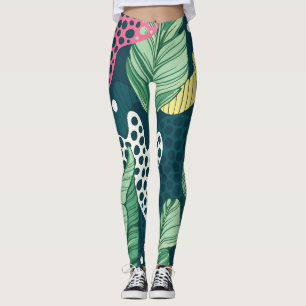 Leggings Banana feuilles abstraits, couleurs tendance