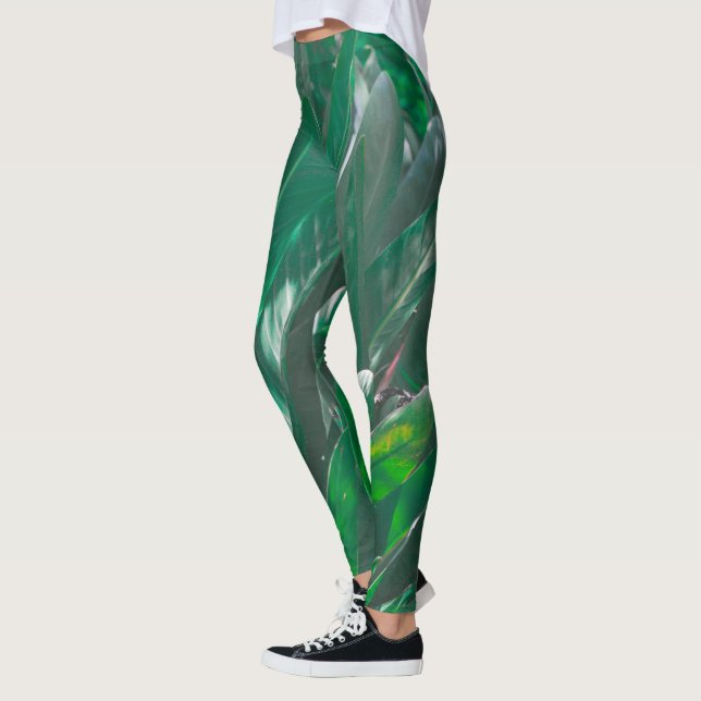 Leggings Banane verte type plante pastel feuille (Gauche)