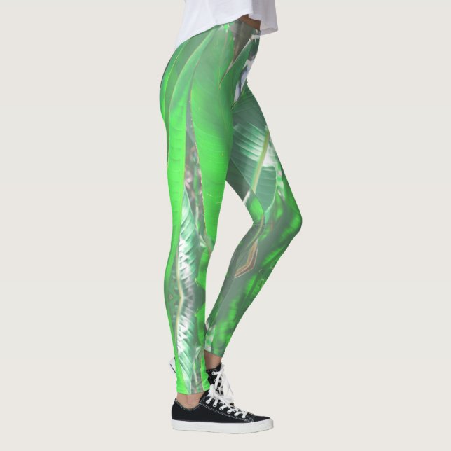 Leggings Banane verte type plante pastel feuille (Droite)