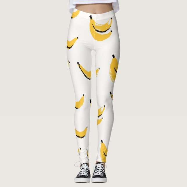 Leggings Bananes dessinées à la main, motif sans couture él (Devant)