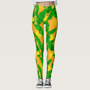 Leggings Bananes et aquarelle feuille