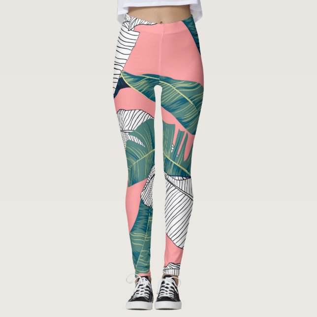 Leggings Bananier Botanique : Rouge clair sans joint (Devant)