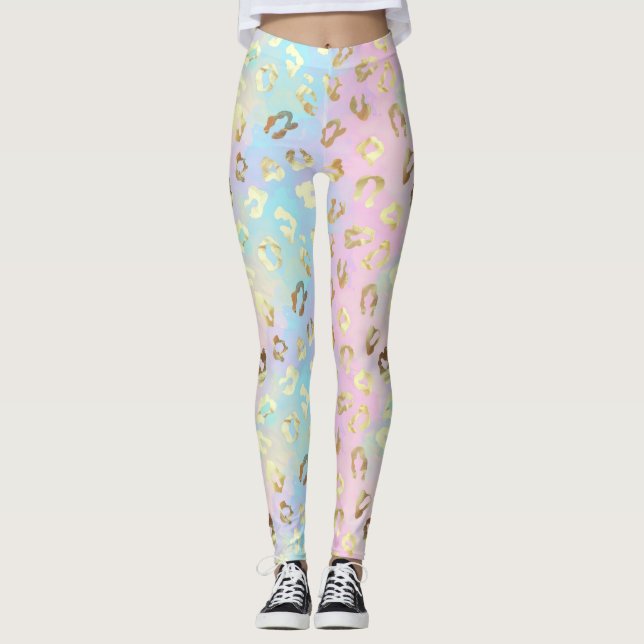 Leggings Bandana à motif léopard couleurs pastel (Devant)