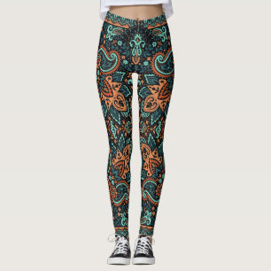 Leggings Bandana De Paisley Orné : Cou De Soie.