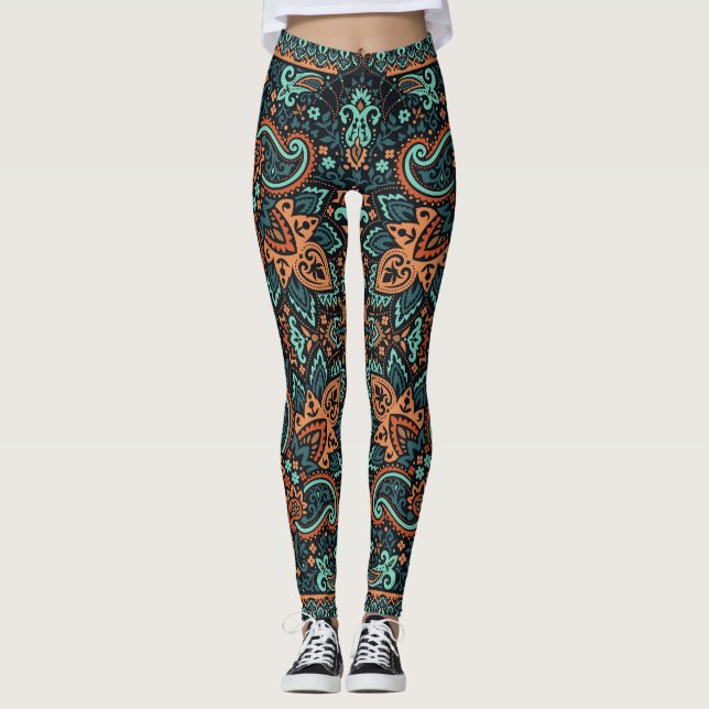 Leggings Bandana De Paisley Orné : Cou De Soie. (Devant)