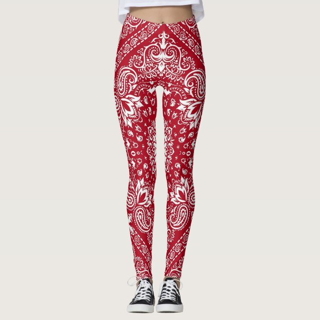 Leggings Bandana rouge et blanc (Devant)