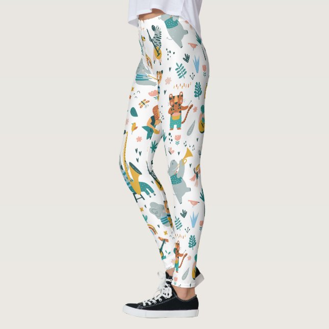 Leggings Bande d'animaux de dessin (Gauche)