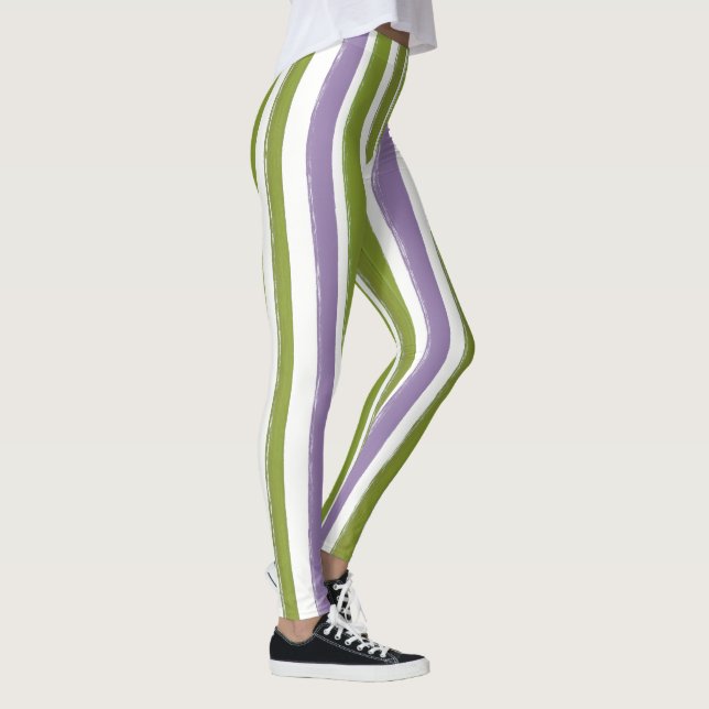 Leggings Bande de bonbons Art Vert Violet Bande verticale (Droite)