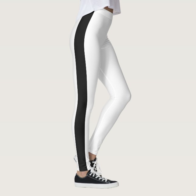Leggings Bande de camouflage vertical noir | Blanc (Droite)
