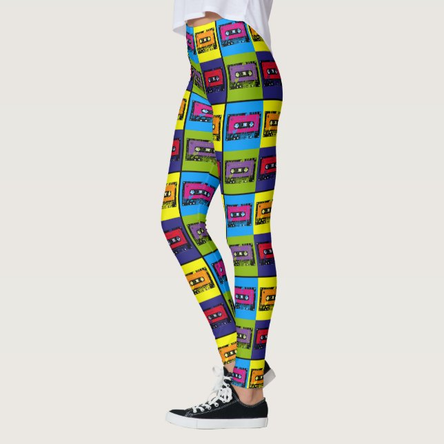 Leggings Bande de cassette Retro 90's Pop Art (Gauche)
