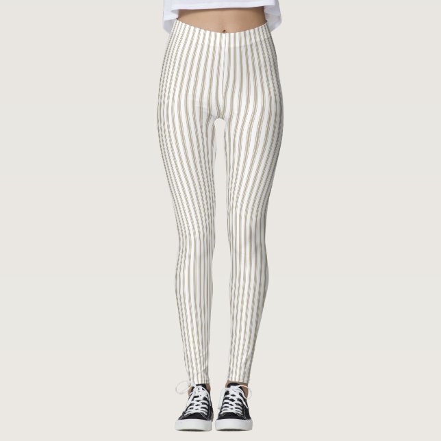 Leggings Bande de cueillette beige et blanche (Devant)