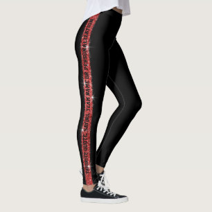 Leggings Bande de Parties scintillant noire rouge personnal
