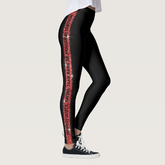 Leggings Bande de Parties scintillant noire rouge personnal (Droite)