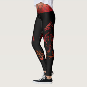 Leggings Bande de tatouage Rouge Noir Iridescente Scales Dr