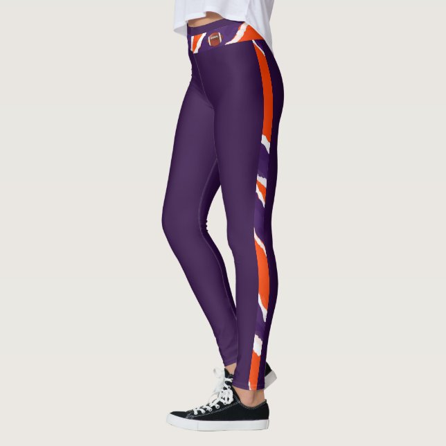 Leggings Bande De Tigre - Conception De Football Orange Vio (Gauche)