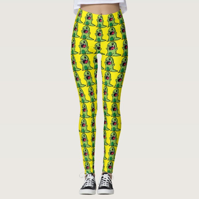 Leggings Bande dessinée de dinosaure de bébé (Devant)