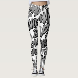Leggings Bande dessinée en noir et blanc Pop Art Sounds