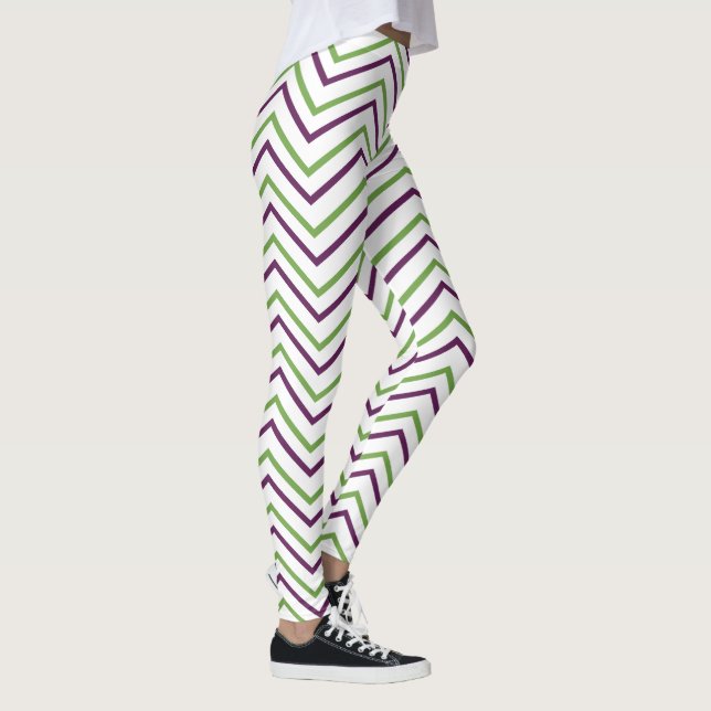 Leggings Bande verte pourpre Chevron (Droite)