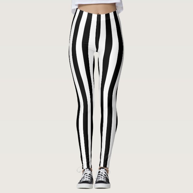 Leggings Bande verticale blanche noire alternative (Devant)