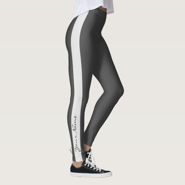 Leggings Bande verticale monochrome gris sport (Droite)