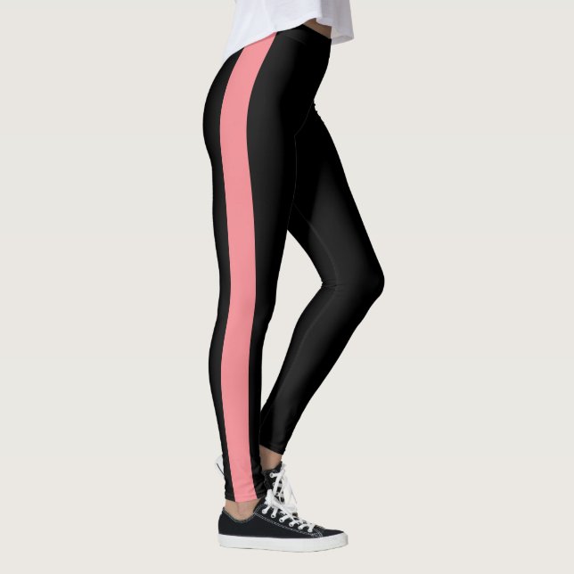Leggings Bande verticale monochrome noire sportive (Droite)