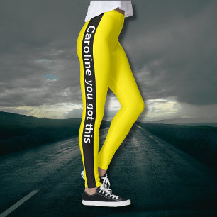 Leggings Bande verticale noire Ajouter du texte Jaune c