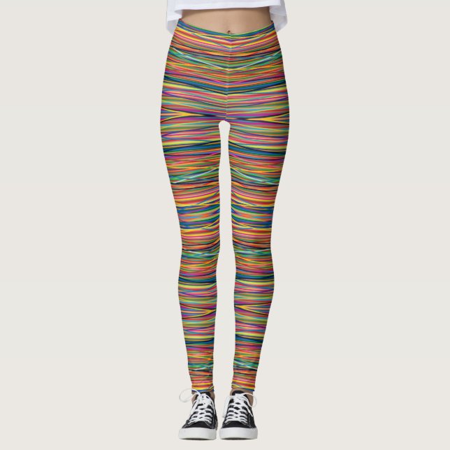 Leggings Bandes abstraites colorées (Devant)