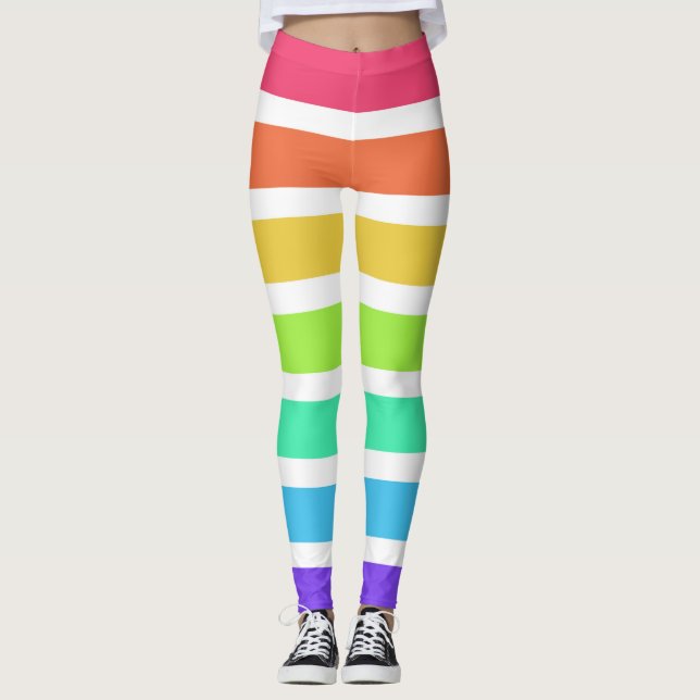 Leggings Bandes arc-en-ciel lumineuses (Devant)