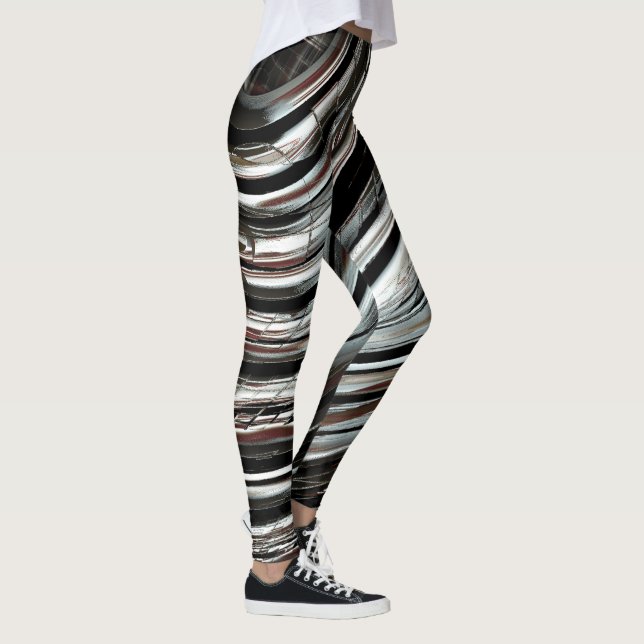 Leggings Bandes argentées très rustiques ou coutures circul (Droite)