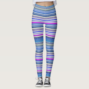 Leggings Bandes bleu violet mignonnes