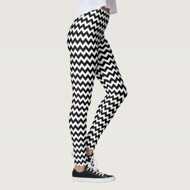Leggings Bandes Chevron Noir et Blanc (Droite)