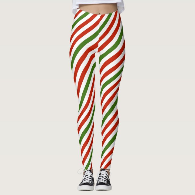 Leggings Bandes colorées de Noël (Devant)
