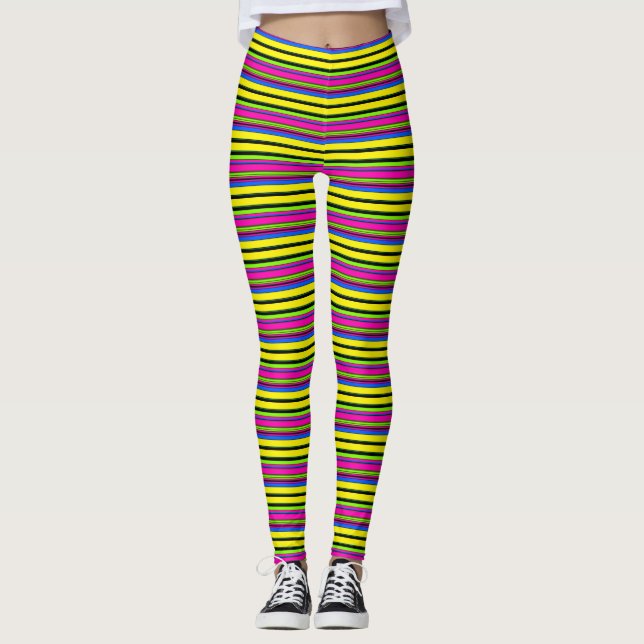 Leggings Bandes colorées jaunes mignonnes (Devant)