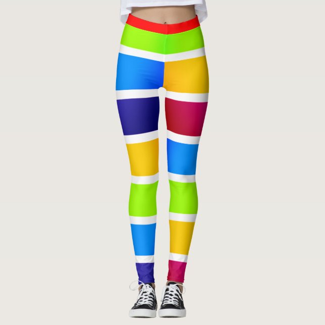 Leggings Bandes colorées Mardi Gras Festive (Devant)
