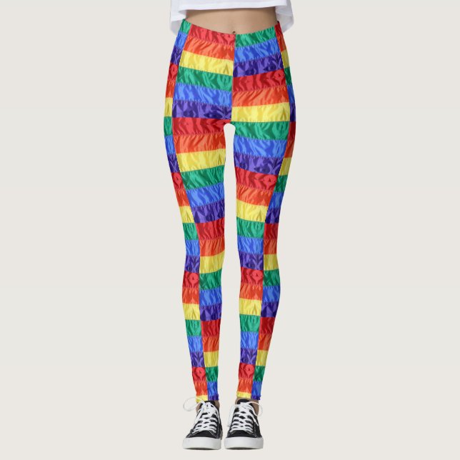 Leggings Bandes colorées motif géométrique chic moderne (Devant)