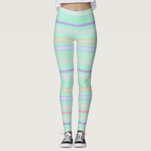 Leggings Bandes colorées sur bleu turquoise clair