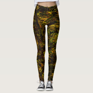 Leggings Bandes courbes Abstraites en vert doré et plus fon