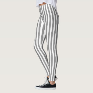 Leggings Bandes de bonbons grises et blanches