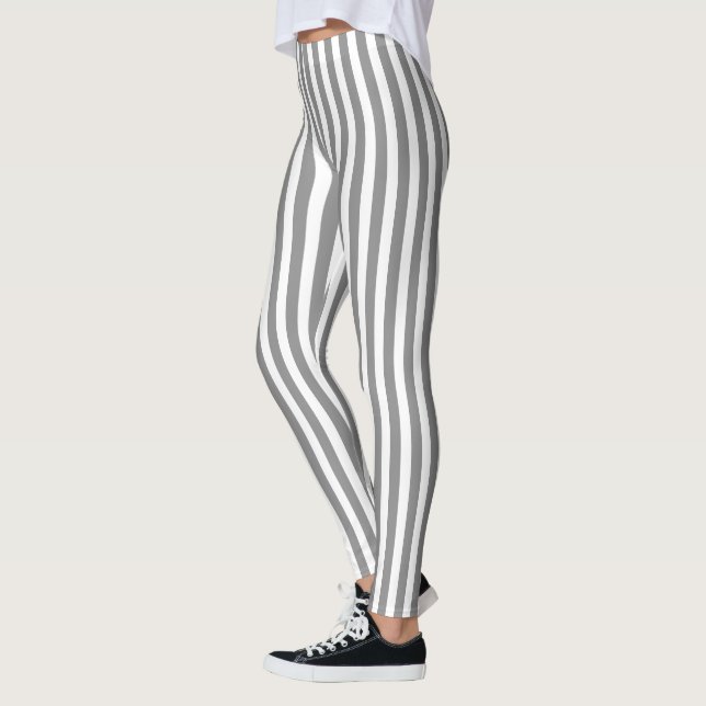 Leggings Bandes de bonbons grises et blanches (Gauche)