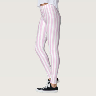 Leggings Bandes de bonbons rose pâle et blanc
