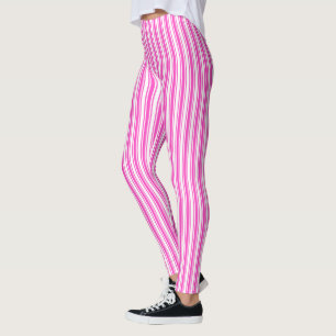 Leggings Bandes de bonbons roses et blancs chauds