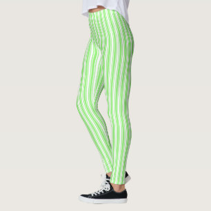 Leggings Bandes de bonbons vert et blanc de chaux