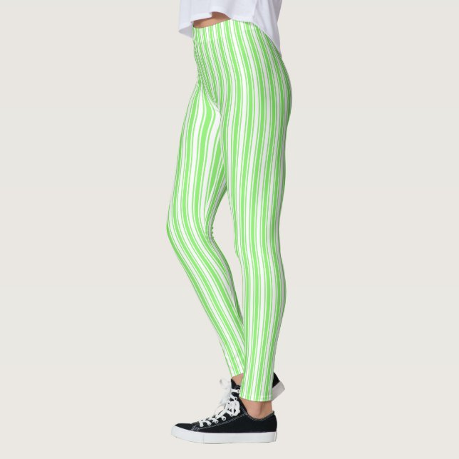 Leggings Bandes de bonbons vert et blanc de chaux (Gauche)