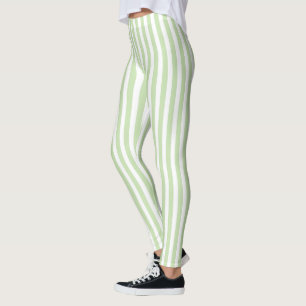 Leggings Bandes de bonbons vert pâle et blanc